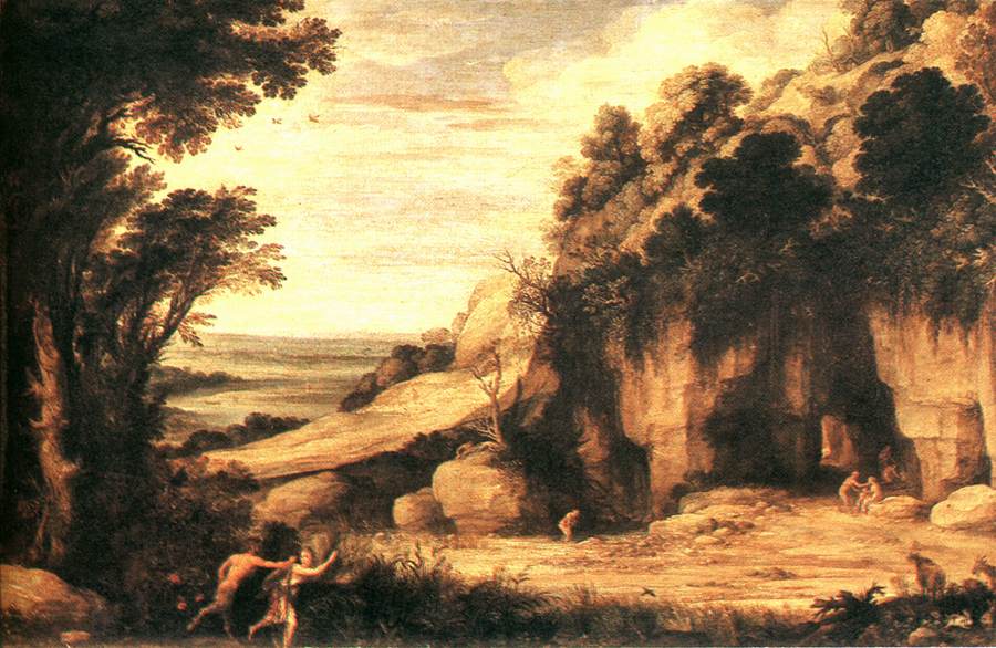 Rocky landscape with Pan and Syrinx