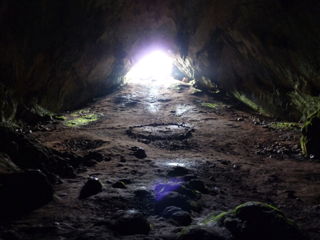 View to cave entrance from interior of the Corycian Cave