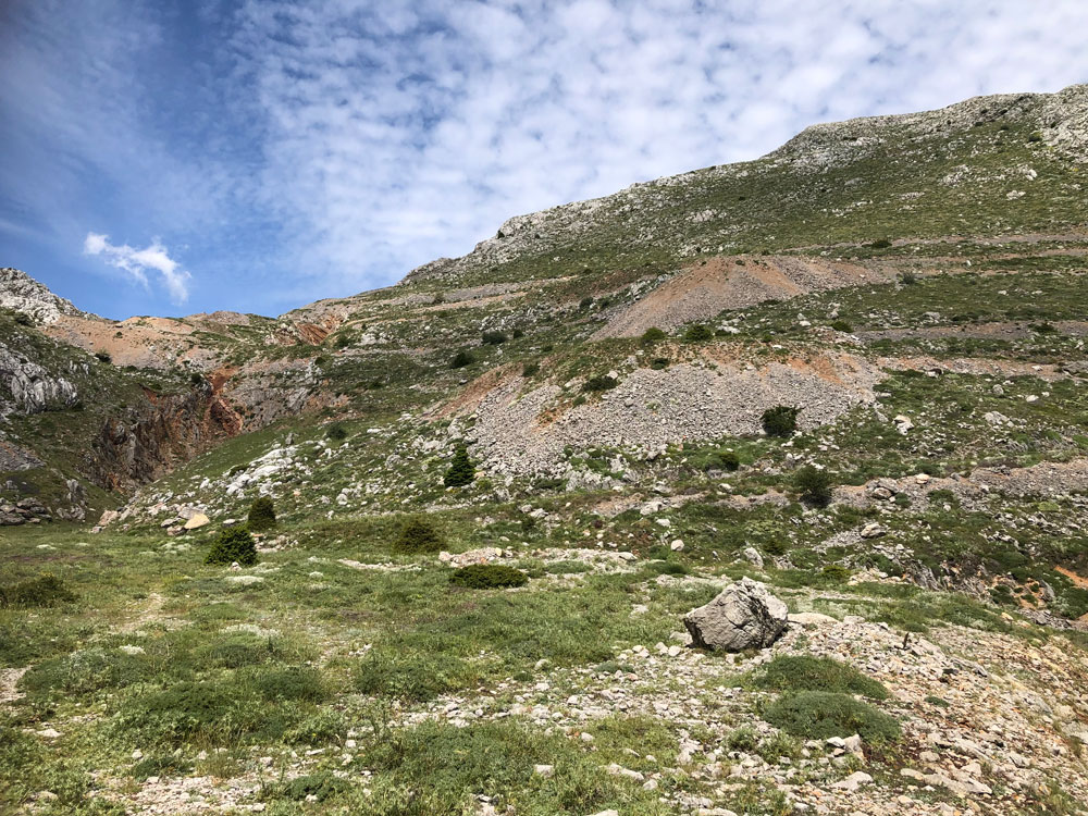 Mountain slope with abandon mining works.